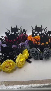 Halloween Headpiece Witch Devil Crowns With Rose Flower Design Soft Fabric Costume Accessory For Adults Kids