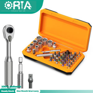 ORIA Screwdriver kit 42 in 1 Ratchet Torque Wrench Drive Set with Extension Rod Suitable for Furniture Repair Bicycle Repair Computer Repair DIY Free Combination
