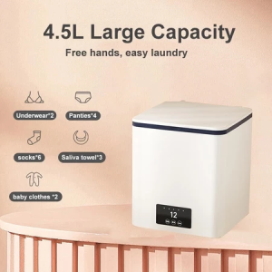 SG【READY STOCK】Small Mini Ultrasonic Washing Machine Blue Light Sterilization Quick Drying Timing Funct Large Capacity