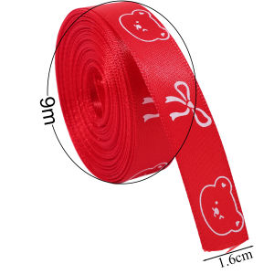 YESPERY 10/5Yards Cute Bear Bow Printed Ribbons for Christmas Wedding Valentines Day Gift DIY Packaging Ribbon Decoration