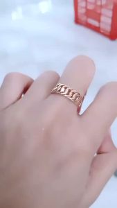 Cincin 1/2 rantai lebar /cincin perak asli silver 925 lapis emas/ cincin fashion wanita terbaru