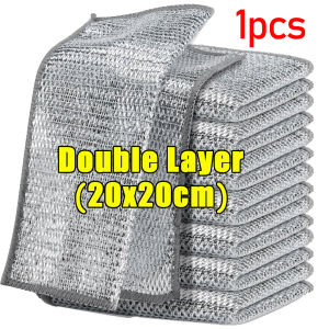 5/20Pcs Double-sided Steel Wire Dishcloth Non-stick Oil Cleaning Cloths Soft Microfiber Washing Rags Scouring Pad Kitchen Dishwashing Towels