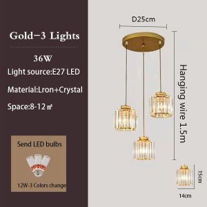 LED crystal dining room chandelier living room lamp high ceiling bedroom lamp decoration lamp 23