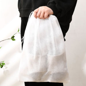 10pcs 25*35cm White Non-woven Fabric Drawstring Shoe Storage Bag Dustproof Organizer Pouch