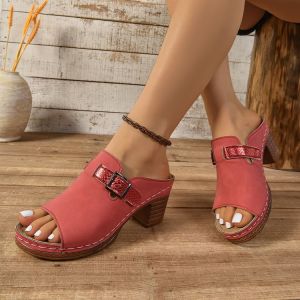[Free Shipping] Plus-Size WomenS Summer Sandals New Casual Style With Thick Soles And Buckle Straps Available In Stock