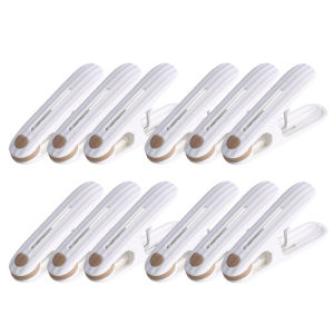 Justliving 12 cái kẹp quần áo bằng nhựa kẹp túi thực phẩm con dấu quần áo giặt ghim quần áo không dấu vết kẹp đồ ăn nhẹ nhà bếp lót silicon để lưu trữ thực phẩm kín khí và công cụ vượt ra ngoài