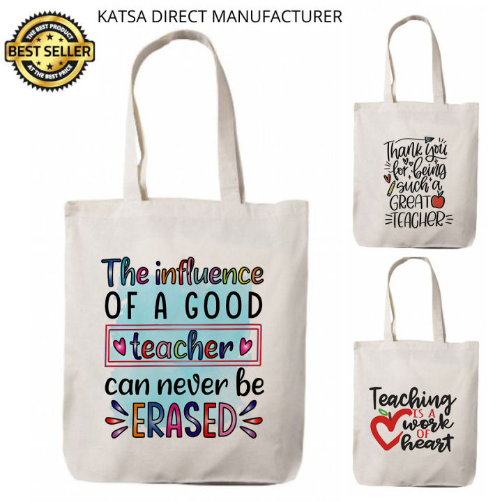 Teacher's Day Canvas Tote Bag Katsa High Quality Eco Women Teacher Shoulder  Bag Lazada PH