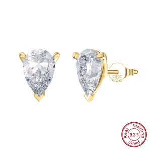 ORSA JEWELS 925 Sterling Silver Stud Earrings with Water Drop Cut Zirconia Stone Elegant and Timeless Jewelry for Women LZE02