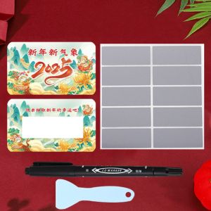 FUTUI 50Pcs Scratch-off Cards Send Pen and Scraper Block Anniversary Surprise Lucky Cards Cartoon Party Game Vouchers Tickets Award Gifts