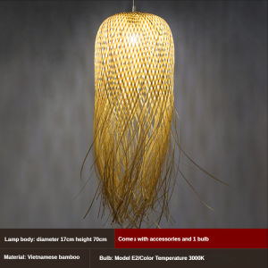 Pastoral Handwoven Bamboo Chandelier E27 Height Adjustable Chandelier Home Lighting Attic Chandelier Natural Rattan Ceiling Lamp