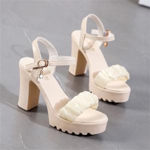 ส่งจากไทย2026สไตล์ใหม่A80รองเท้าส้นสูง เปิดนิ้วเท้า เปิดนิ้วเท้าหนาส้นสูง เเต่งคริสตันเม็ดเล็ก 3.14นิ้ว รองเท้าแตะส้นสูงแฟชั่นผู้หญิง ไซส์36-41