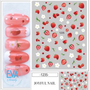 Sticker Dán Móng Tay 3D Dạng Decal Dán Chống Nước Hoạ Tiết Quả Dâu Tây Đỏ Strawberry cute JO1235
