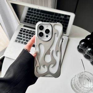 New 3D Flame pattern Phone Case for iPhone 16 15 13 12 11 14 ProMax Plus Fashion Hollow Slim Shockproof Protective soft Cover