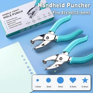 SZXBOGS Single Hole Punching Machine Labor-saving Round/Star/Heart Shape Embosser Portable DIY Craft Paper Puncher Students Gift