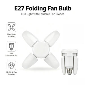 100% Original Lucky Mini LED E27 Folding Fan Bulb 28W LED Light Bulb AC 110V 220V Foldable