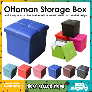 Use That Things New Faux Leather Ottoman Small Storage Box Chair Ottoman Leather Foldable Storage Stool Footrest Seat Versatile Leather Stool Box Storage