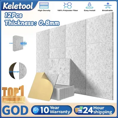 Self-Adhesive Acoustic Panels 12 Pack 12x12 Sound Proof Foam Padding Noise Reducing Wall Panels for Home Studio Office