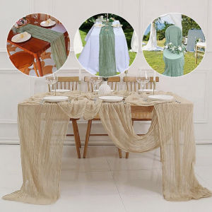 Table Runner Cheesecloth Semi-Sheer Gauze Tablecloth Boho Rustic Table Decor For Wedding Party