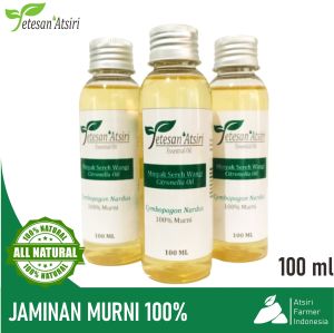 100ml minyak atsiri sereh wangi murni 100% citronella pure essential oil 100% tanpa campuran murni penyulingan aromatherapy aromaterapi diffuser