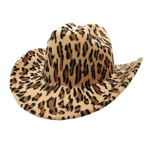 Vintage Western Fedoras Hat Roll Brims Panama Ha for Women Men with Leopard Pattern for Outdoor Travel and Adventure