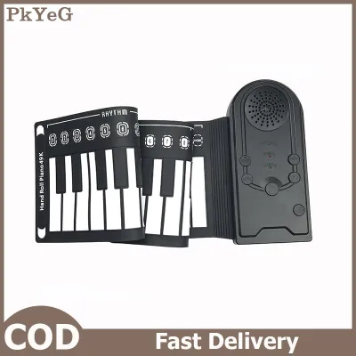 PkYeG 49 Keys Hand Roll Piano Portable Foldable Colorful Keyboard Hand Roll Electric Piano Rainbow Key Rechargeable Kids Child Gift