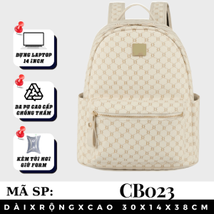 Balo Da Thời Trang Balô da Lv Da Pu Cao Cấp Balo mc Cặp Đi Học Đi Chơi Balo Đựng Laptop 14 Inch CATTIE CB023