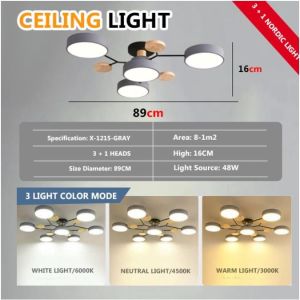 【COD】Modern Nordic Style Chandelier Dimmable Ceiling Light Bedroom Living Room Office Center Lighting Led Pendant Light