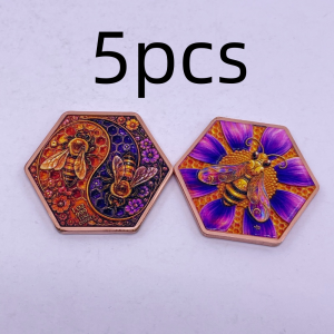 【discount store】1 OZ .999Fine Copper Hexagonal Coin High Relief Color Painted Bee Honeycomb Yin Yang Pattern Collectible Medallion Souvenir Gift