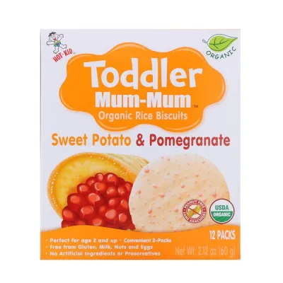 Hot Kid Toddler Mum-Mum Organic Rice Biscuits Sweet Potato & Pomegranate 12 Packs 2.12 oz (60 g)