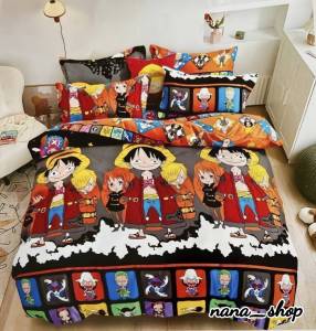 (15ลาย) ผ้าปูที่นอนลายวันพีช + ผ้านวมลาย วันพีช 6 ฟุต / 5ฟุต / 3.5ฟุต ลูฟี่ ชุดเครื่องนอนครบชุด 6 ชิ้น มีปลอกหมอน +ปลอกหมอนข้าง  เก็บเงินปลายทาง