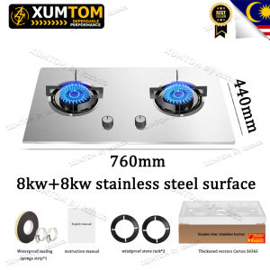 🔥Flip Cover Gas Stove🔥 9KW Stainless Steel Gas Stove Double Burner Timing burner gas stove double cooker Folding stove gas cooker dapur stainless steel Build-In Tabletop Time flip gas stove Kitchen Cooktop gas hob 2 burner kitchen 煤气炉大火 煤气灶双灶