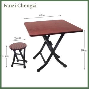 Fanzi 1:12 Dollhouse mini furniture folding table and chair set with 4 stool models