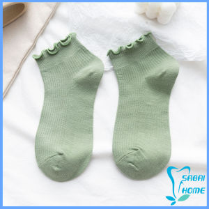 Easy ถุงเท้าข้อจีบ สีพาสเทล สไตล์ญี่ปุ่น สำหรับผู้หญิง Women socks