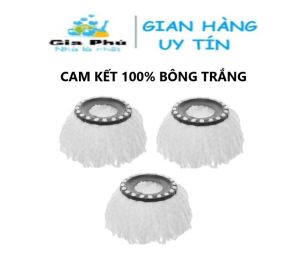 (MÀU TRẮNG) Combo 3 bông lau nhà 360 độ cao cấp Gia Phú phù hợp với mọi loại cây chổi lau nhà