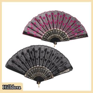 [Hilldora] Quạt lụa quạt gấp Quà Tặng nghệ thuật đám cưới Quạt nhảy kim sa con công Quạt cầm tay