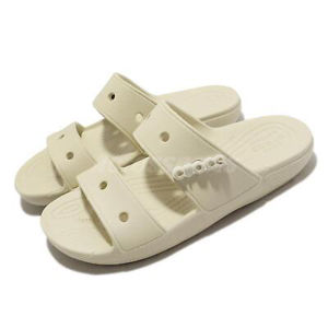 Dép quai ngang crocs chuẩn xịn chống hôi chân nhựa tế bào êm mềm đúc liền khối siêu bền đi mưa lội nước đi biển band classic 2 quai màu kem