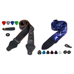 Comfortable Guitar Strap Nylon Adjustable for Acoustic and Electric Use for Ukulele Bass with Pick Pocket