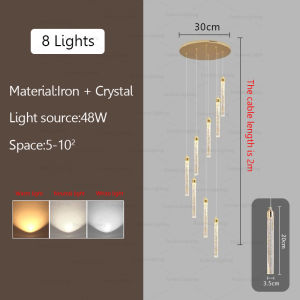 Duplex Staircase Crystal Chandelier Modern Apartment Living Room Lamp Simple Dining Room Creative Decorative Light 17