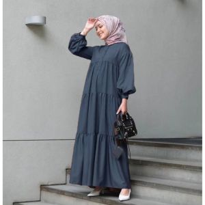 Gamis Trendy Pakaian Wanita Dewasa Muslim Dress Kekinian Terbaru Termurah Terlaris Bahan Katun Paris
