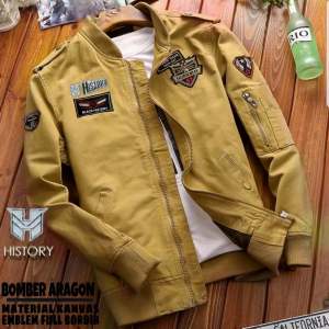 Jaket Bomber Pria Dewasa bahan Kanvas Ful Puring Jaket Pria Taslan