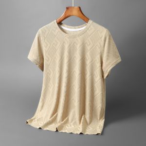 IELGY Short-sleeved Ice Silk T-shirt Mens Summer Jacquard Top