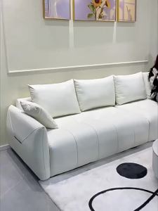⚡Minimally designed velvet sofa  milky white  comfortable and durable  discounted price