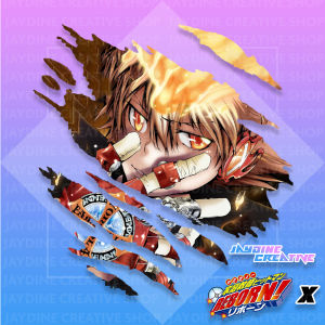 Hitman Reborn - Anime Scratch Design Sticker Indoor Outdoor Vinyl Sticker Waterproof & Non-Faded