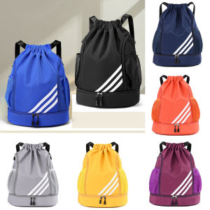 GOODOO ความจุสูงมาก กระเป๋าเป้ออกกำลังกายมีพอร์ตลำแสง ผ้าไนล่อนฟอร์ด น้ำหนักเบา กระเป๋าเป้เดินทาง แฟชั่นสำหรับผู้หญิง แยกแห้งและเปียก ถุงบาสเกตบอล