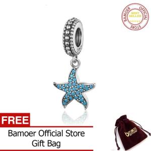 BAMOER จี้เครื่องรางรูปปลาดาว925เงินสเตอร์ลิงสัตว์ทะเลเครื่องรางมหาสมุทรสำหรับสร้อยข้อมือ S925เครื่องประดับชั้นดีทำ SCC1210