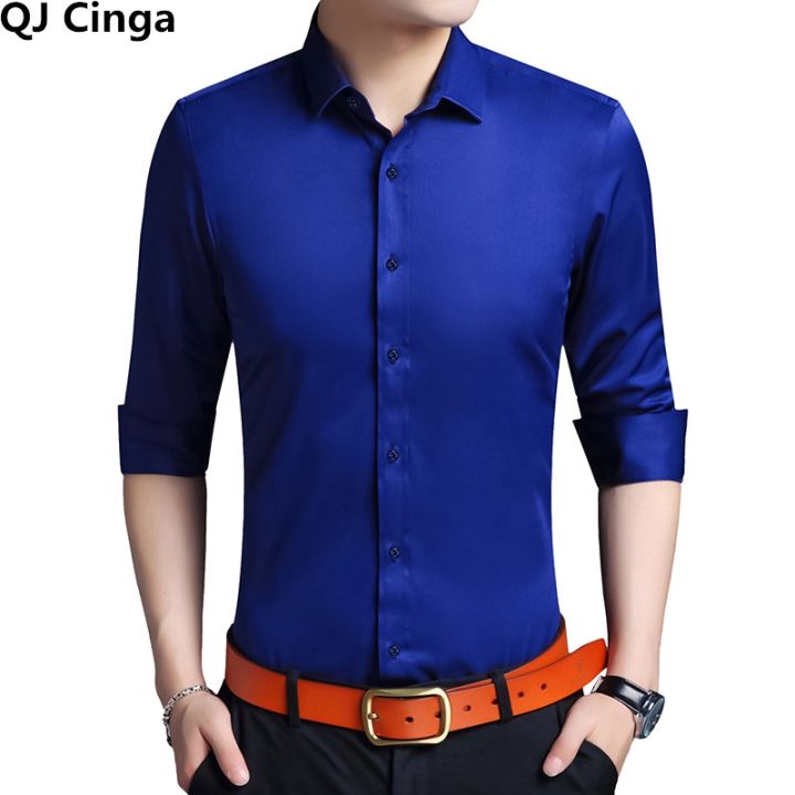 High Quality Men's Dress Shirt White Long Sleeve Business Wedding Slim Fit  Cotton Office Wearing Royal Blue Shirts Men 5xl-s Lazada PH