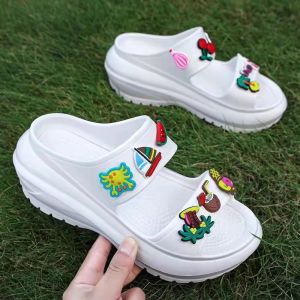 Dép nữ quai ngang Crocss Sandal đính đá chất liệu eva cao cấp đế cao 5 phân tôn dáng đi êm ái. Tặng sticker và đá kèm