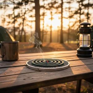 WP💓💛💖 Stainless Steel Mosquito Spiral Holder Box Fireproof With Lid Mosquito Coil Burner Round Safe Mosquito Incense Holder