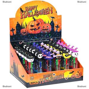 [COD] Biubiuni ปากกาลูกลื่นสี่สีมินิฮาโลวีนปากกาโรลเลอร์บอลพับเก็บได้4สีลายการ์ตูนน่ารักเครื่องเขียนสำหรับนักเรียนโรงเรียนของขวัญ