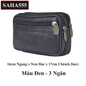 Ví ngang đeo thắt lưng cầm tay SAHA555 bao da hông đựng điện thoại tiền chìa khóa giấy tờ thẻ túi mini nhỏ gọn nam nữ